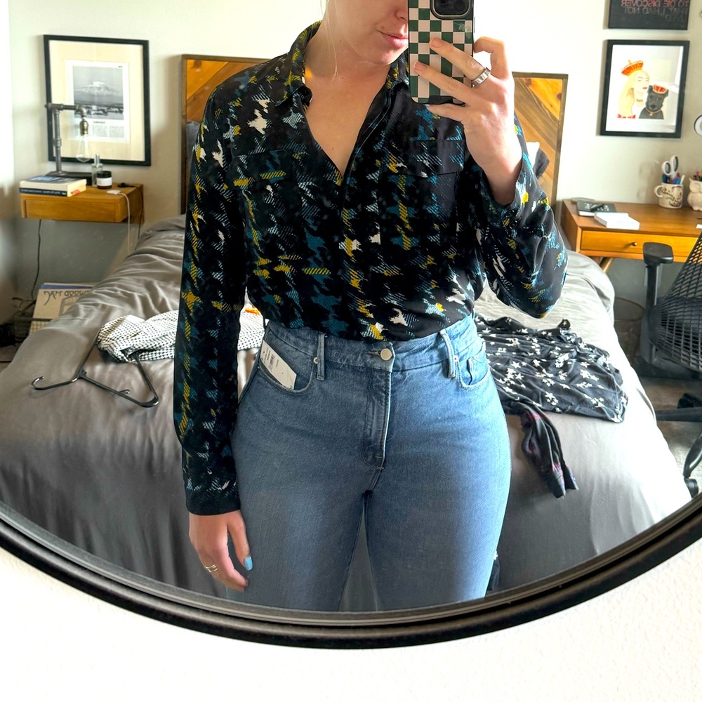 Halogen houndstooth blouse